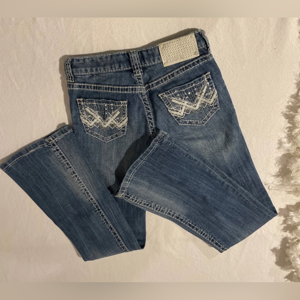 Rock & Roll Cowgirl Girls 8 Bootcut Jeans Embellished Dark Wash